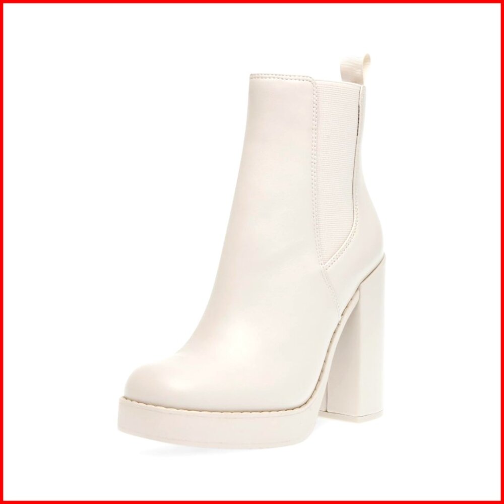 Leather Chelsea Boots with Chunky Block Heel and Square Toe